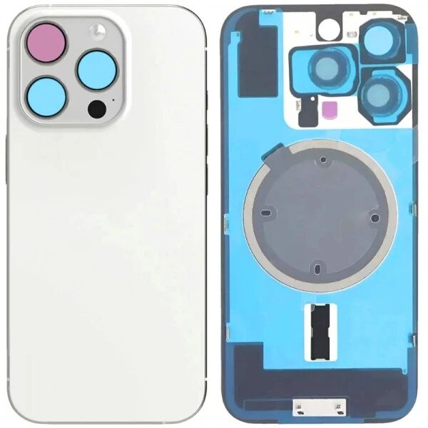 Face arrière iPhone 16 Pro avec vitre caméra et magsafe titane blanc